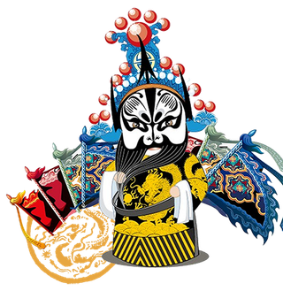 卡通京剧戏剧人物脸谱插画PNG图片 国潮中国风Q版戏剧人物PS素材