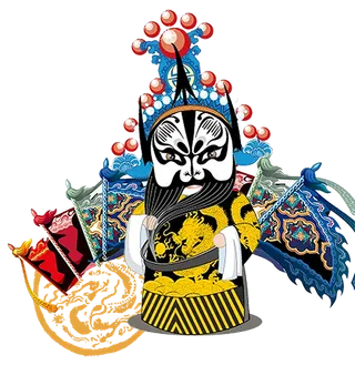 卡通京剧戏剧人物脸谱插画PNG图片 国潮中国风Q版戏剧人物PS素材