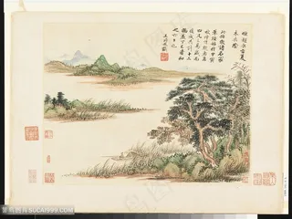 清代王翚仿古山水册夏木垂阴国画图片