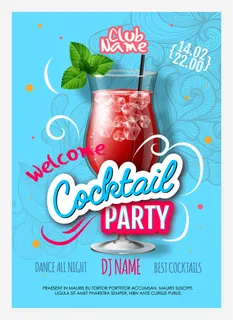 鸡尾酒设计海报矢量图