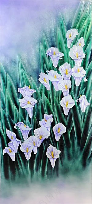 立体彩绘百合花玄关绘画图片 立体彩绘百合花玄关绘画图片