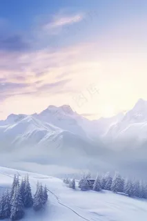 意境冬季雪景山脉背景 意境冬季雪景山脉背景
