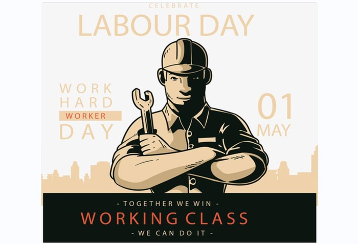 工人剪影劳动节海报