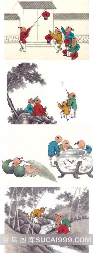 中国古代孩童绘画素材