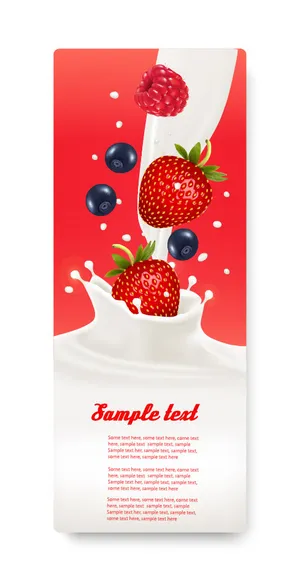 草莓蓝莓水果牛奶不干胶标签瓶贴纸