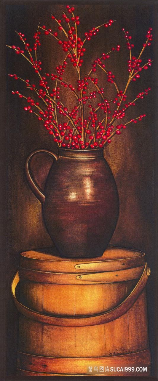 唯美水果花瓶油画