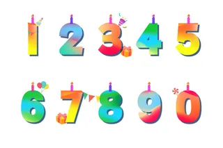 1-10卡通生日数字插画元素