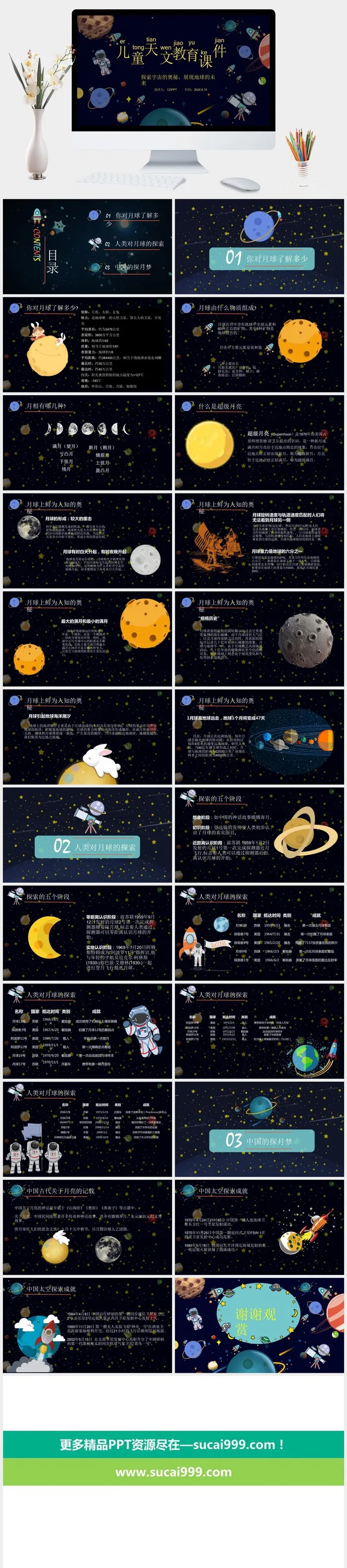 儿童小学宇宙天文学知识教育PPT模板