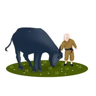 清明清明节卡通牧童和牛