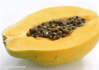 新鲜木瓜水果切片特写素材