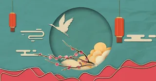 中国风国潮宫廷复古祥云锦鲤花卉扇子BANNER海报背景PSD素材