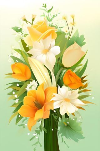 黄色渐变清新鲜花背景