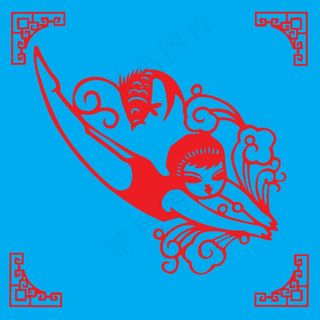 游泳剪纸 剪纸风元素