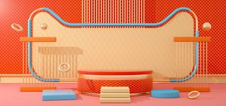 中国风国潮电商促销海报C4D背景图3D场景立体设计PSD素材模板