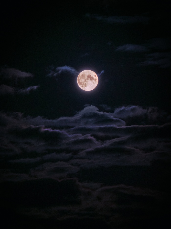 夜色下的明亮月亮