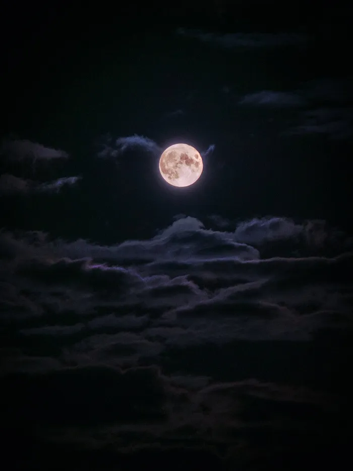 夜色下的明亮月亮