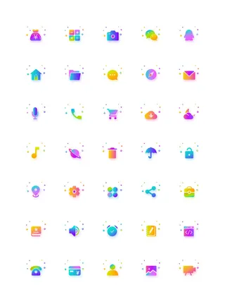 彩色icon手机线性小图标UI素材AI矢量图psd设计源文件app菜单分类