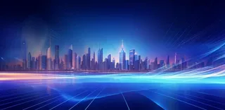 蓝色科技线条城市几何背景