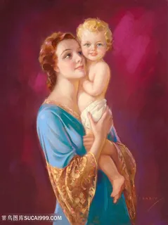 欧美水彩画母女时尚插画 欧美水彩画母女时尚插画