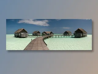 高清唯美海上木屋栈桥风景图片