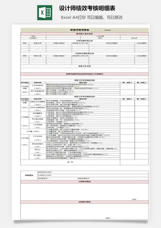 设计师绩效考核明细表