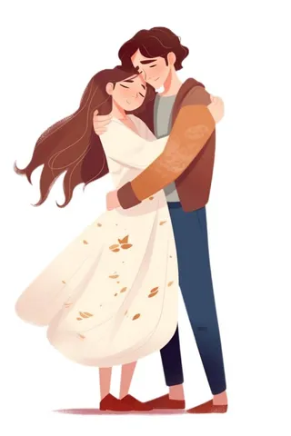 520情人节情侣拥抱花人物免抠