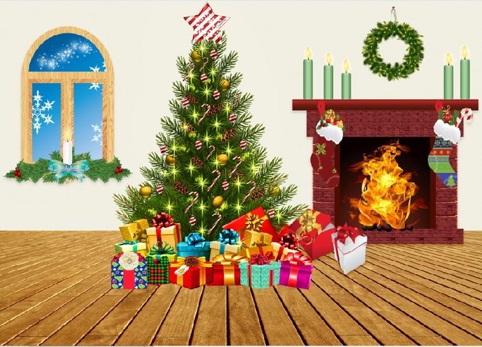 圣诞节雪花风景装饰背景墙