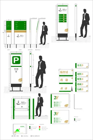 全套绿色地产广告路牌导视牌设计制作