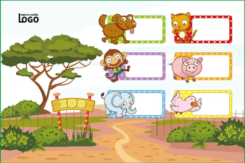 动物世界卡通不干胶标签贴纸