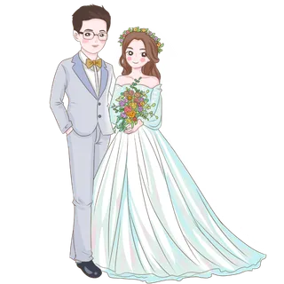 婚纱卡通人物婚礼白纱结婚婚纱摄影手绘
