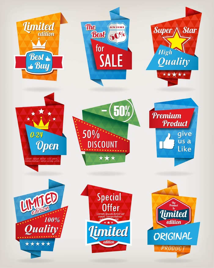 免抠彩色折扣标签