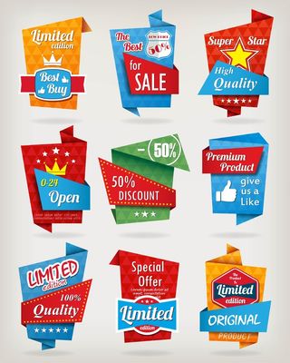 免抠彩色折扣标签