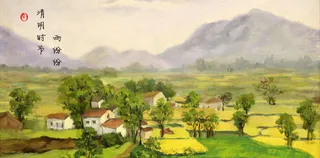 清新风清明节旅游踏青青团春天手绘插画春季海报psd设计素材背景