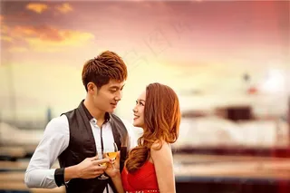 时尚恋人黄昏港口外拍精美图
