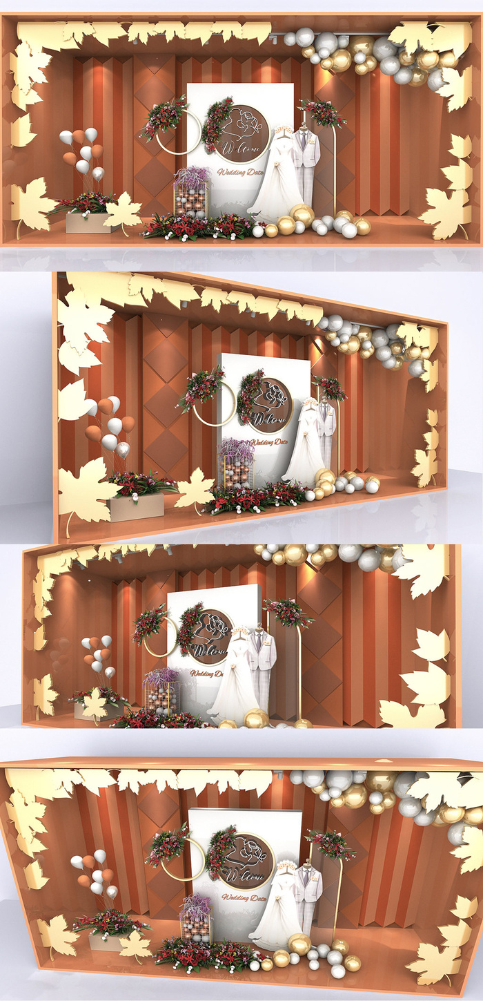 情人节浪漫婚礼迎宾区美陈婚礼婚纱橱窗美陈