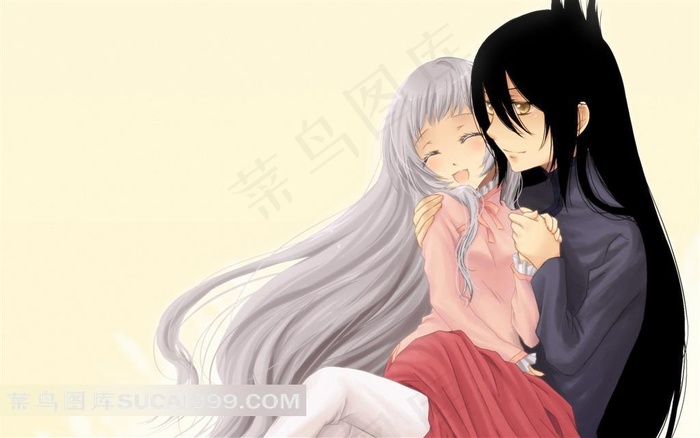 通灵王拥抱的情侣插画