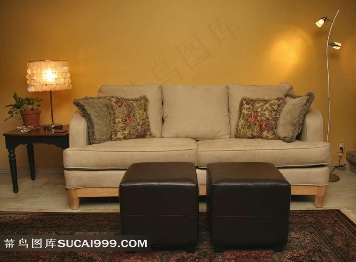 黄色典雅素净客厅