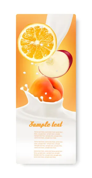 橙子水蜜桃水果牛奶不干胶标签瓶贴纸