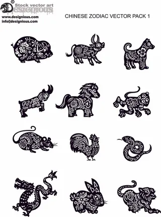 十二生肖剪纸 剪纸风元素