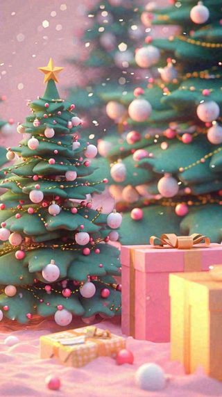 圣诞节礼物温馨圣诞树缤纷彩色节日雪花浪漫