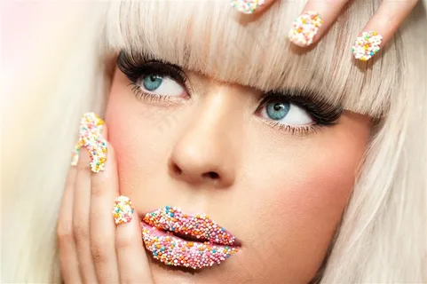 糖果嘴唇和糖果指甲图片