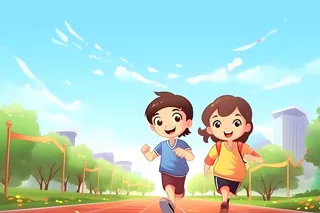 学校操场学生蓝天背景