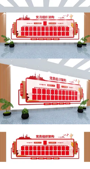 党员组织架构党建文化墙 党员组织架构党建文化墙