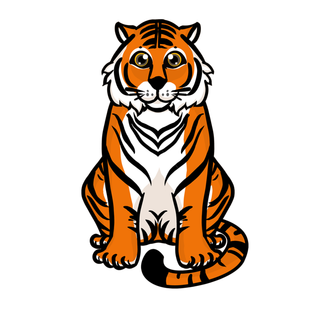 卡通小老虎PNG免抠插画素材可爱动物老虎插画贴图PNG免抠设计素材