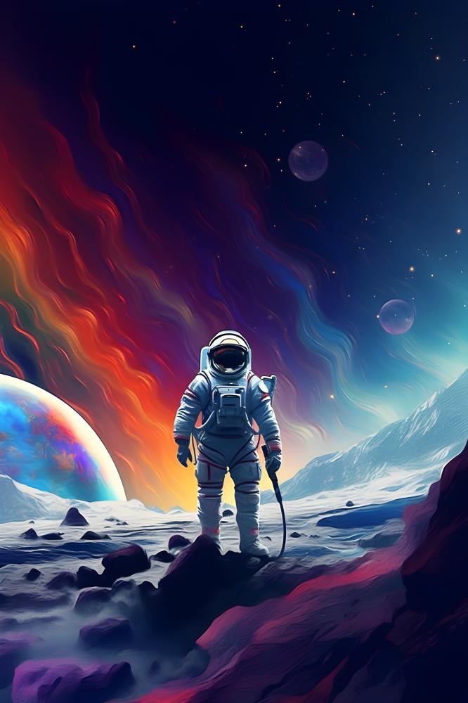 航天员太空紫色星空背景