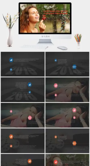 唯美文艺IOS风PPT模板预览图