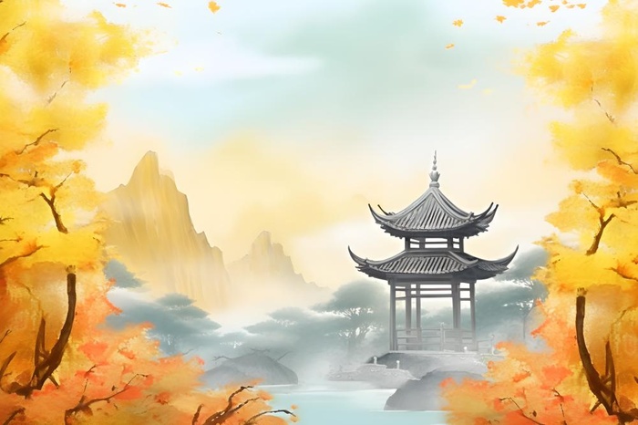 国风庭院简约清新阳光背景(3600x2400)