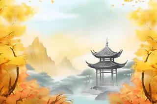 国风庭院简约清新阳光背景
