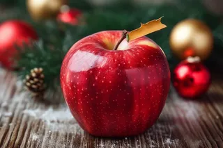 红苹果平安夜节日摄影图