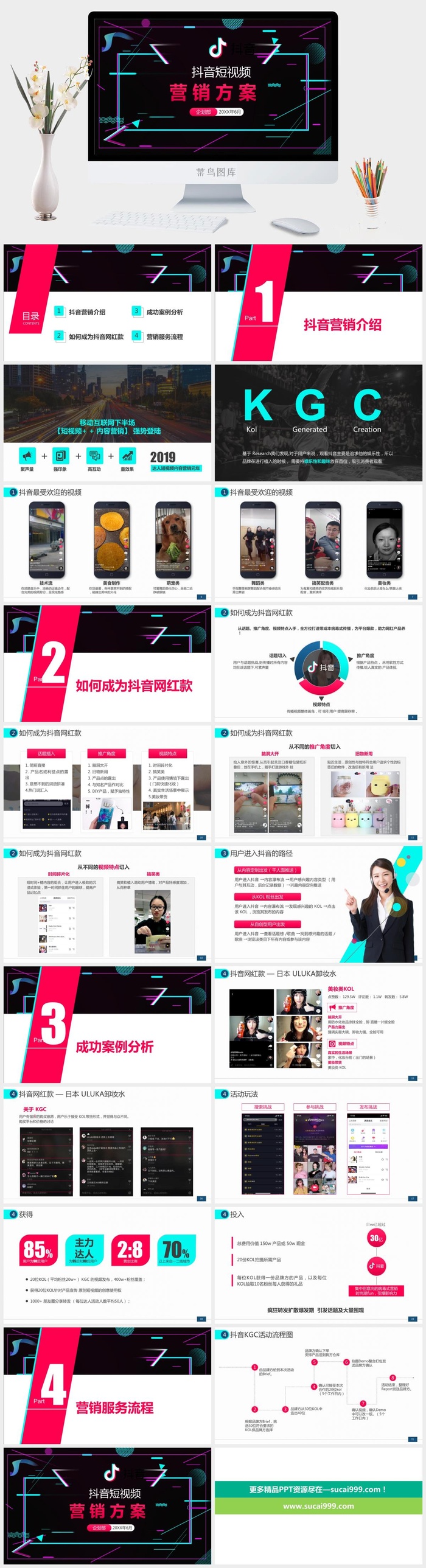 抖音短视频运营课件ppt教程策划推广营销方案PPT模板培训教学案例